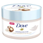 Dove exfoliating body scrub with crushed macadamia & rice milk scent