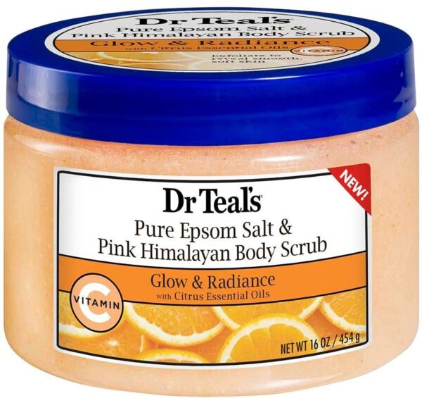 Dr teals pink Himalayan salt scrub, glow & radiance vitamin c 454g