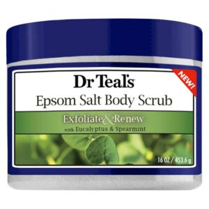 Dr teal’s Epsom salt body scrub, exfoliate & renew with eucalyptus & spearmint 454g