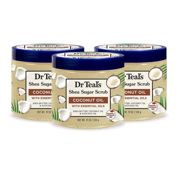 Dr teals Shea sugar scrub coconut oil with essential oils 538ml