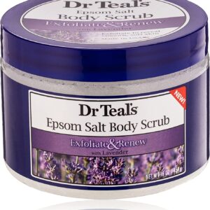 Dr teals epsom salt body scrub, exfoliate & renew with lavender 454g
